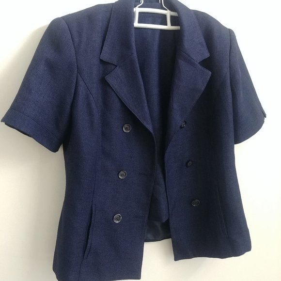Vintage Herman Geist mod navy blue little skirt suit navy blue size 8 - Picture 1 of 16